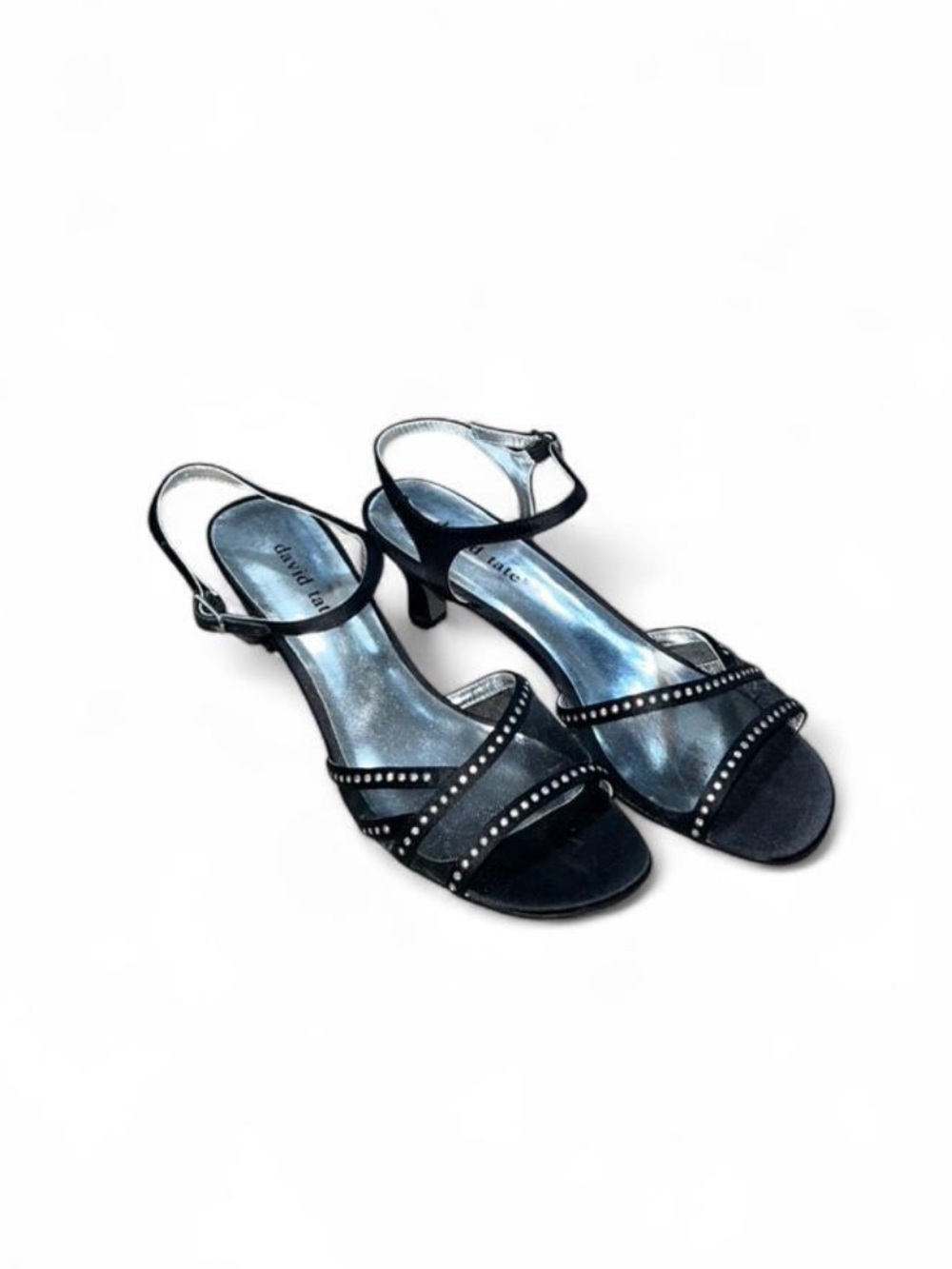 David Tate Women’s Violet Style Black Studded Preppy Strappy Sandal Heels Size 7
